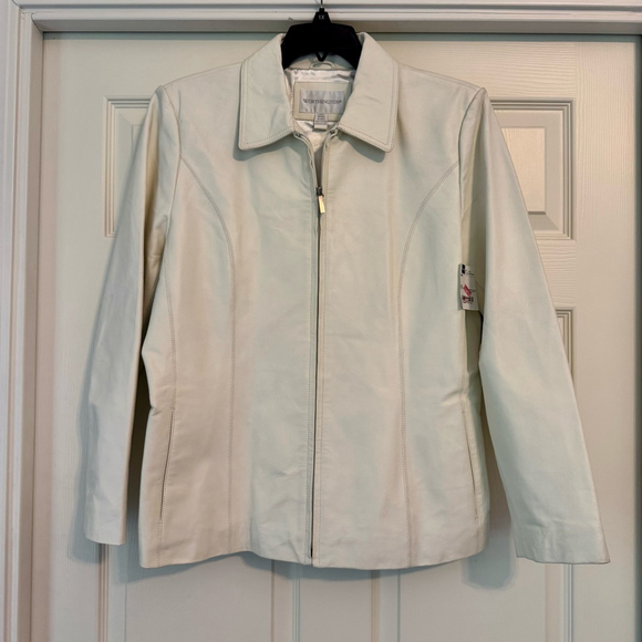 Worthington Jackets & Blazers - NWT Vintage Women's Worthington Leather Jacket Size L White Ivory